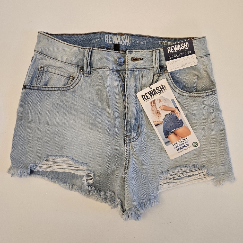 Rewash Blue Jean Shorts High-Waisted Distressed